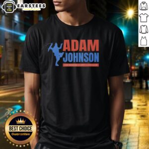 Nice Adam Johnson for Manatee County Commission T-Shirt featuring a bold design and vibrant colors promoting his campaign.