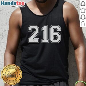 Official Cleveland Ohio Area Code 216 Tank Top featuring bold graphic design, perfect for local pride and casual wear.