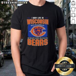 Chicago Bears football flag t-shirt showcasing pride for the team, perfect for Wisconsin fans on gameday.
