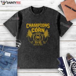 Awesome Iowa Basketball Champions of the Corn washed t-shirt featuring a vibrant design celebrating Iowa basketball.