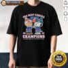 Charlie Brown and Snoopy fist bump on USA Hockey 2026 Winter Olympics gold champions T-shirt, celebrating victory over Canada.