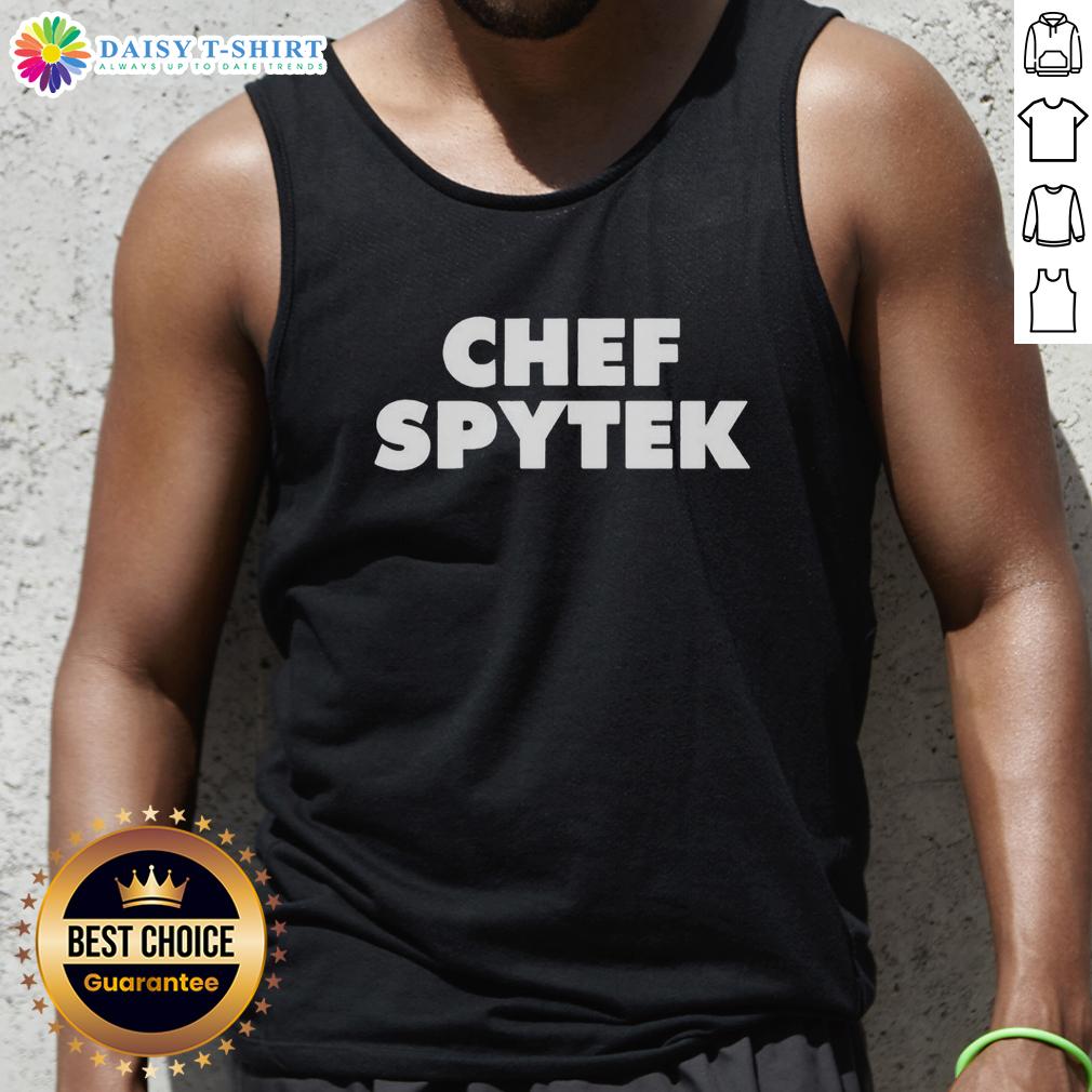 Top Chef Spytek Tank Top Top Chef Spytek wearing a stylish tank top, showcasing culinary passion and vibrant personality in the kitchen.