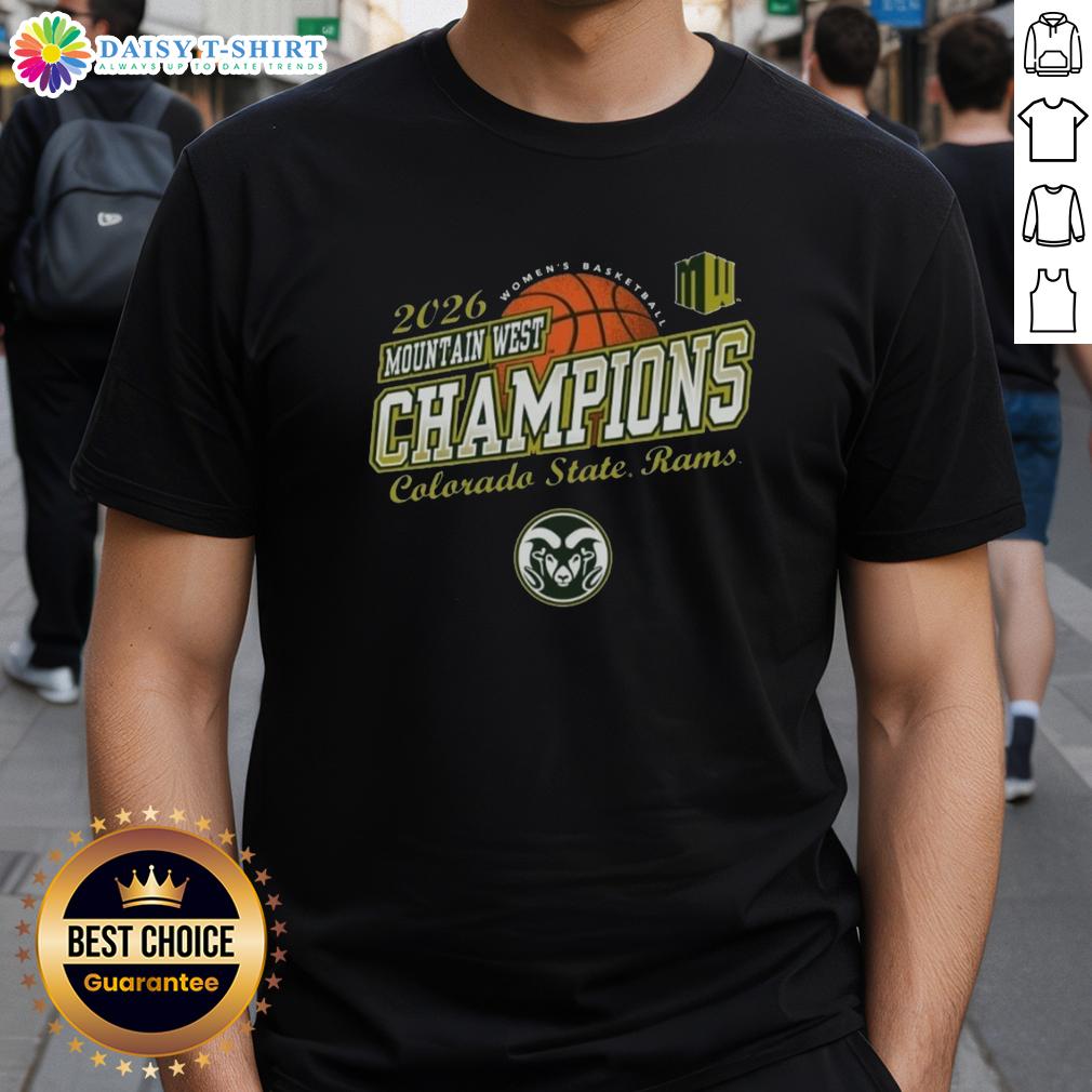 Top Colorado State Rams Women's Basketball 2026 Mountain West Tournament Champions T-Shirt Top Colorado State Rams Women's Basketball 2026 Mountain West Tournament Champions T-Shirt design featuring team colors.