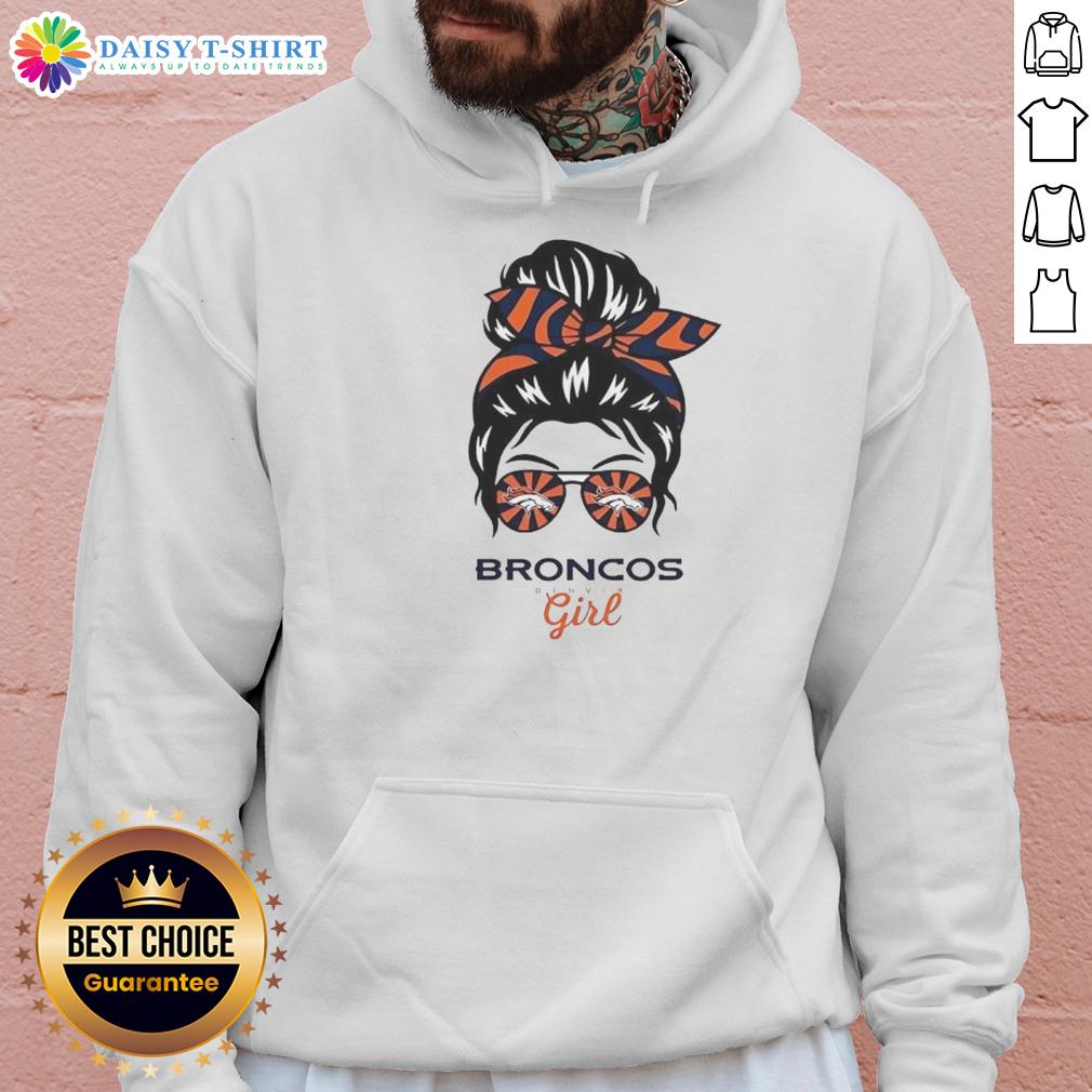 Top Denver Broncos Girl Messy Bun Glasses Hoodie Top Denver Broncos girl in a messy bun, wearing glasses and a cozy hoodie, showcasing team spirit and style.