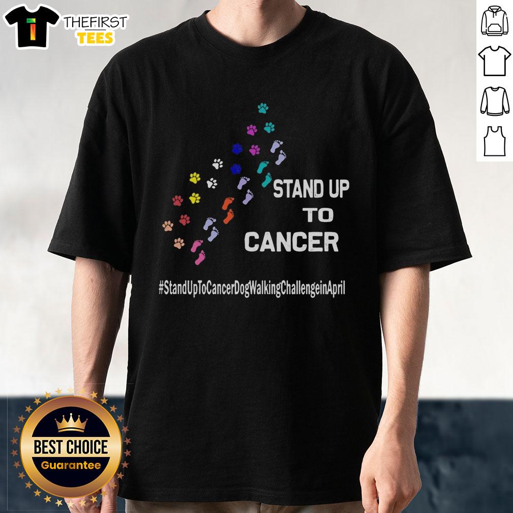 top-dog-and-person-paw-print-stand-up-to-cancerdog-walkingchallengein-april-t-shirt Top Dog and Person Paw Print T-Shirt for Cancer Awareness: Join the Dog Walking Challenge this April.