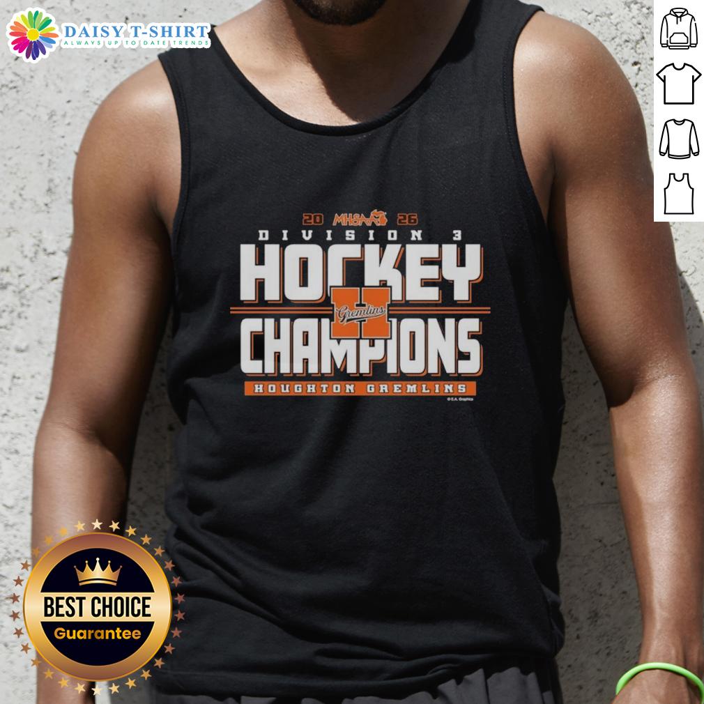 Top Houghton Gremlins 2026 Mhsaa Hockey Division 3 Champions Tank Top Top Houghton Gremlins 2026 MHSAA Hockey Division 3 Champions tank top featuring team logo and championship design.