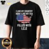 Alt Text: Top I Like My Country How I Like My Tea Filled With Ice T-Shirt design featuring a humorous slogan and vibrant graphics.