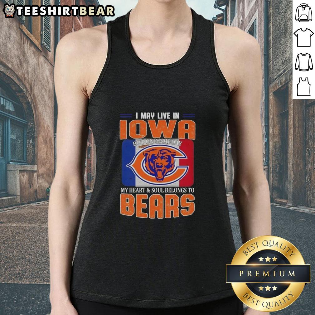 top-i-may-live-in-iowa-but-on-gameday-my-heart-and-soul-belongs-to-chicago-bears-football-flag-tank-top Chicago Bears football flag tank top showcasing team spirit for fans living in Iowa on game day.