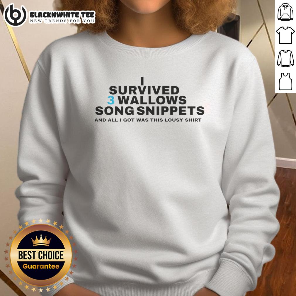 Top I Survived 3 Wallows Song Snippets Sweatshirt Cozy sweatshirt featuring 'Top I Survived 3 Wallows Song Snippets' design, perfect for music lovers and Wallows fans.