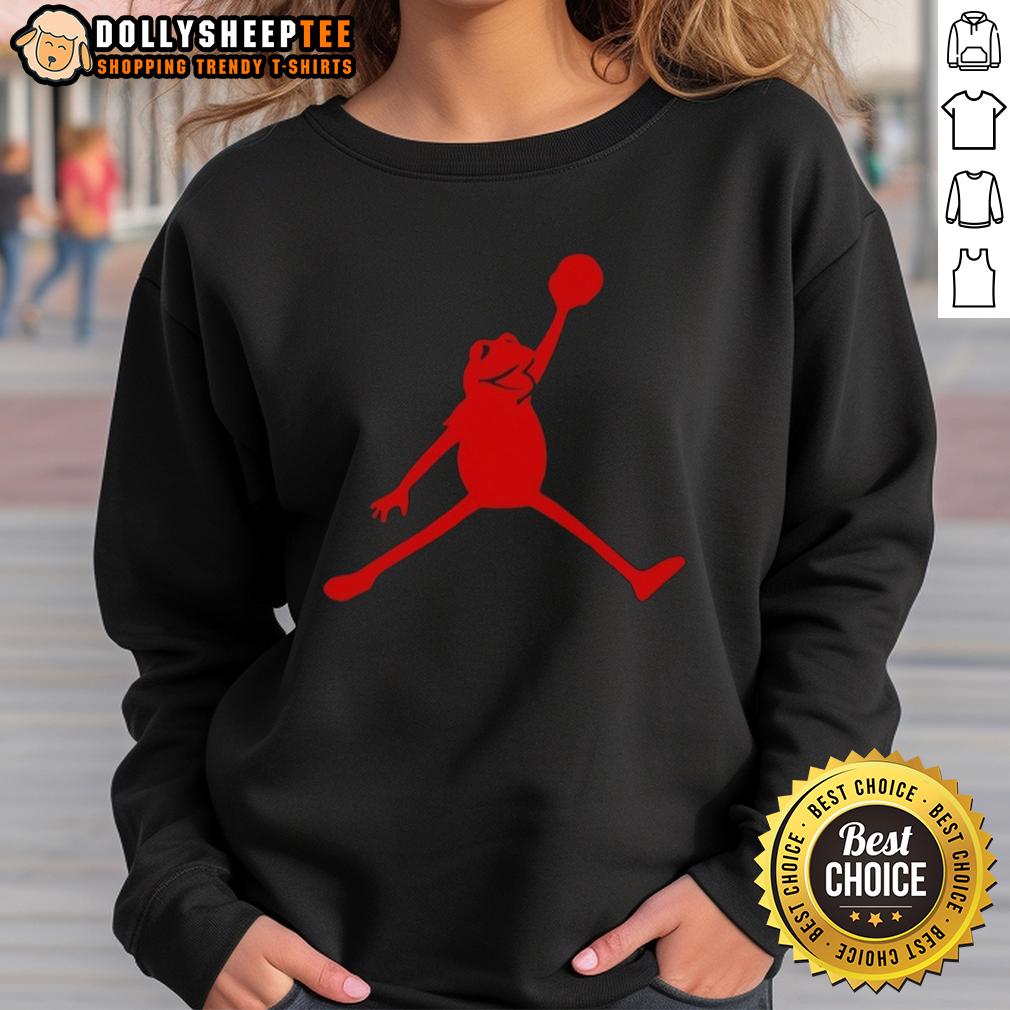Top Jordan Frogs Jump Dunkman Kermit Parody Sweatshirt Alt Text: Top Jordan Frogs Jump Dunkman Kermit Parody Sweatshirt featuring a playful frog design and vibrant colors.