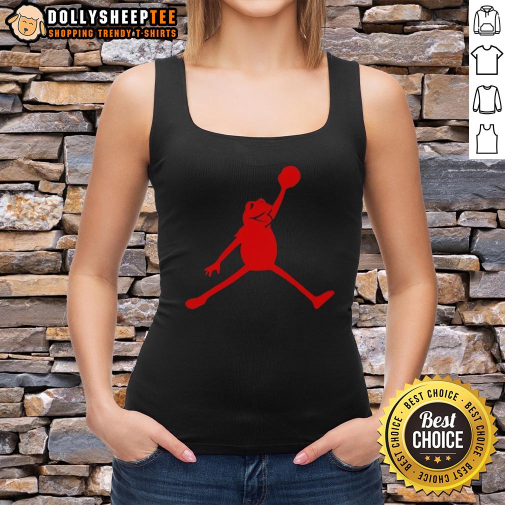 Top Jordan Frogs Jump Dunkman Kermit Parody Tank Top Top Jordan frogs jump dunkman Kermit parody tank top featuring a fun design of Kermit as a basketball player.