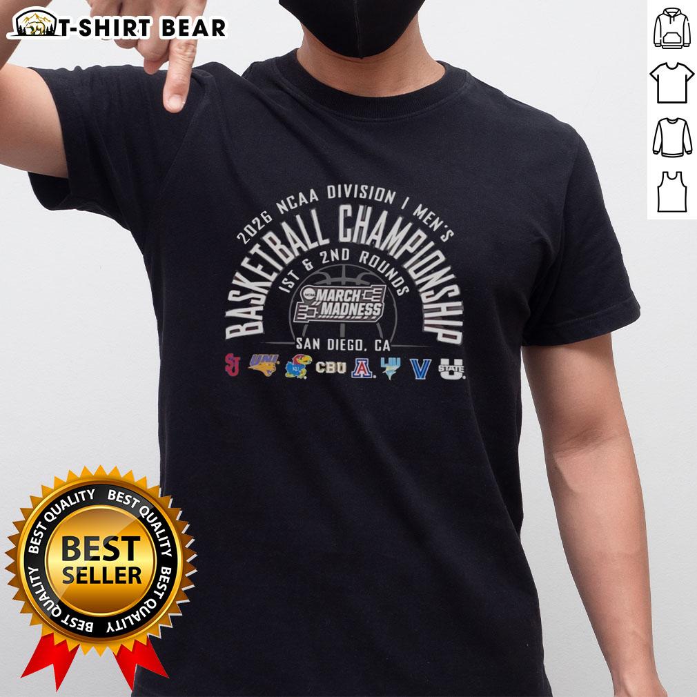 Top NCAA Division I Men's Basketball Championship 2026 1st And 2nd Rounds San Diego Ca T-Shirt Alt Text: 2026 NCAA Division I Men's Basketball Championship T-Shirt for 1st and 2nd Rounds in San Diego, CA.