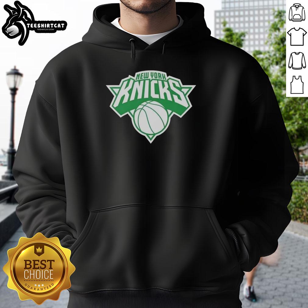 top-new-york-knicks-white-logo-patricks-day-hoodie New York Knicks white logo hoodie for St. Patrick's Day, featuring festive green accents and team branding.