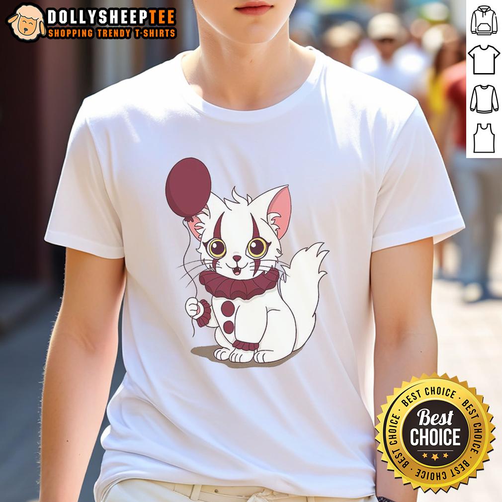 Top Pawnywise Pennywise Cat T Shirt Top Pawnywise Pennywise Cat T-Shirt featuring a playful cat design inspired by the iconic horror character Pennywise.