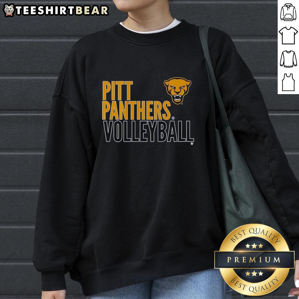top-pitt-panthers-volleyball-logo-overlay-sweatshirt Alt Text: Top Pitt Panthers Volleyball Logo Overlay Sweatshirt featuring vibrant colors and stylish design for fans.
