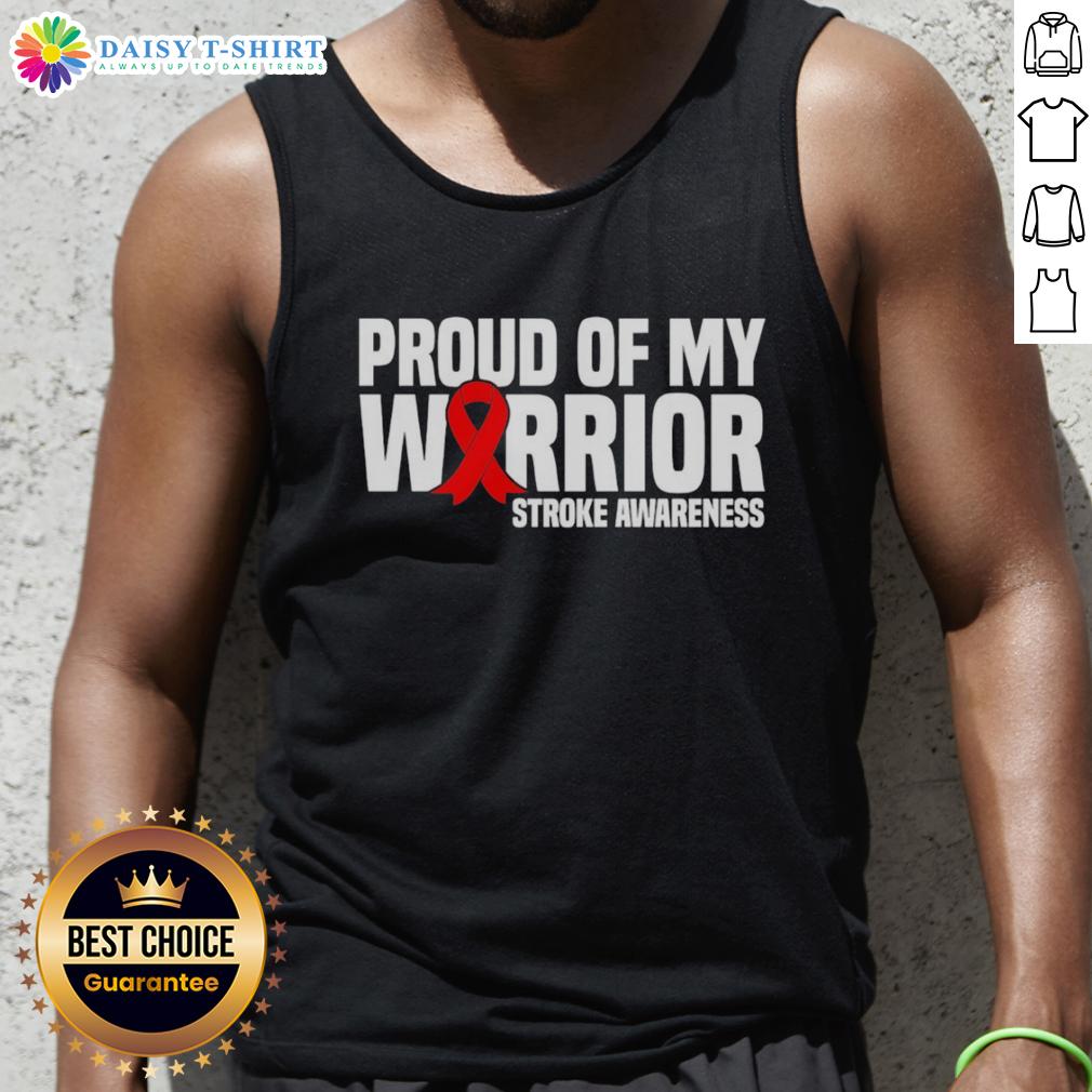 Top Proud Of My Warrior Red Ribbon Stroke Awareness Tank Top Top Proud of My Warrior Red Ribbon Stroke Awareness Tank Top, showcasing support for stroke awareness with a vibrant design.