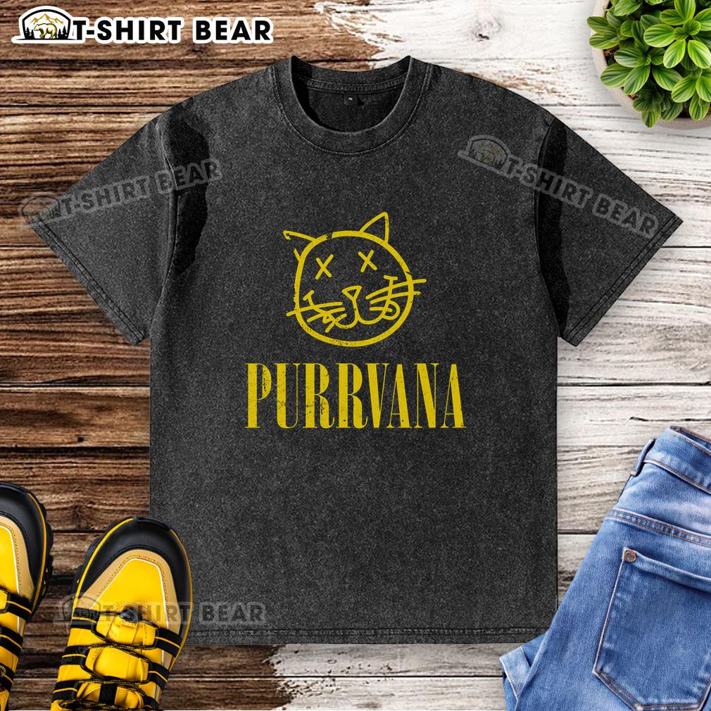 Top Purrvana Washed T Shirt Top Purrvana Washed T-Shirt featuring a relaxed fit and vintage design, perfect for casual wear and music lovers.