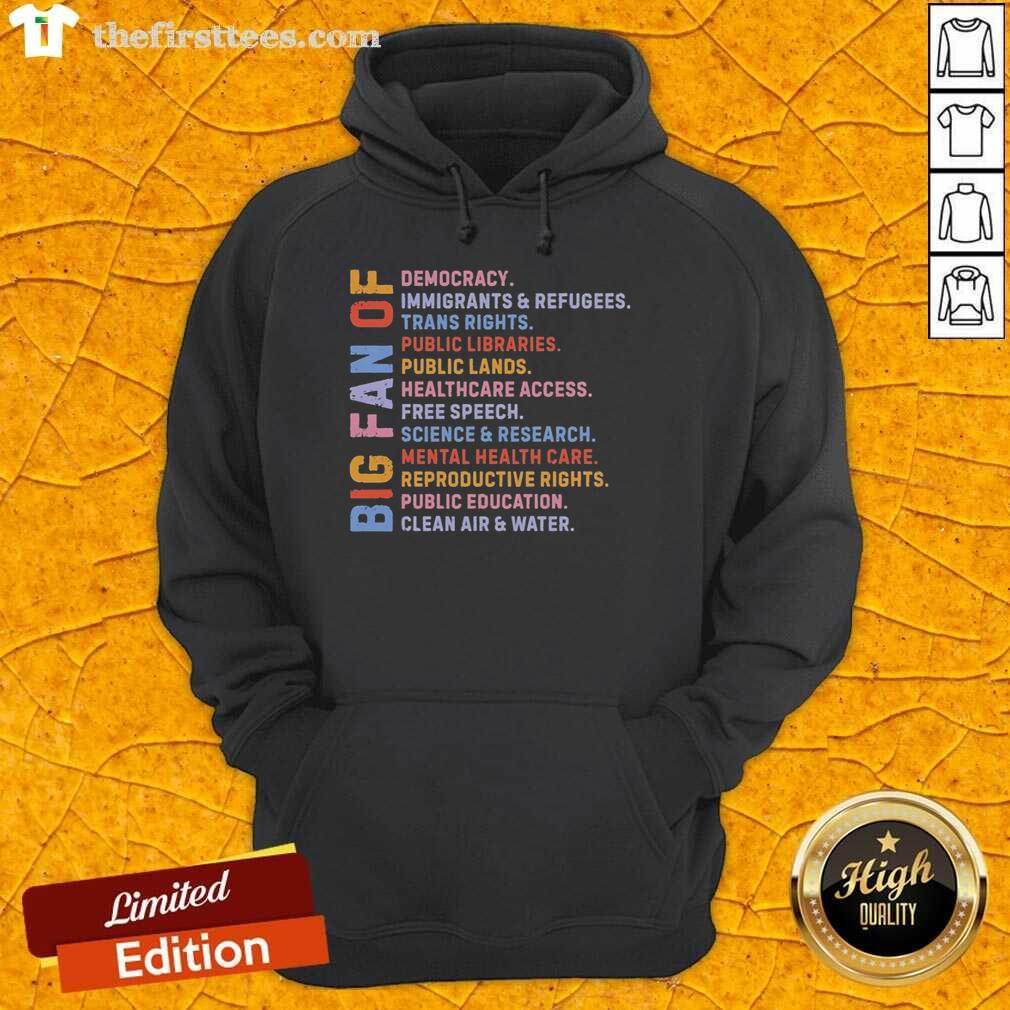 top-radicalized-by-basic-decency-big-fan-of-democracy-immigrants-and-refugees-trans-rights-hoodie Person wearing a hoodie that reads 'Top Radicalized By Basic Decency' supporting democracy, immigrants, and trans rights.