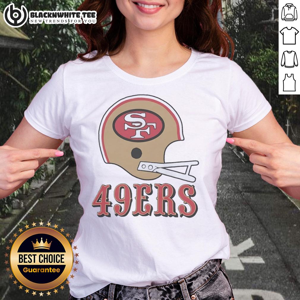Top San Francisco 49Ers Football Logo In Big Helmet Ladies Tee