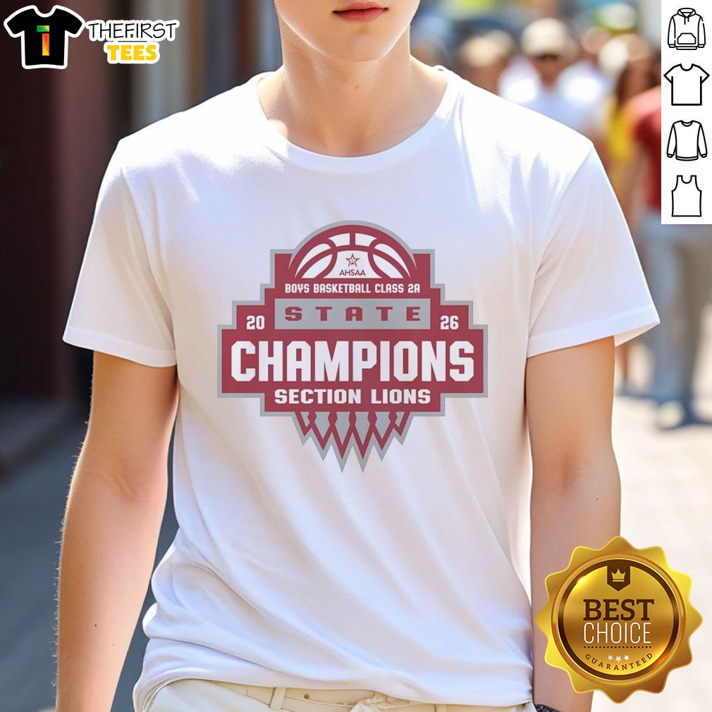 top-section-lions-ahsaa-boys-basketball-class-2a-state-champions-2026-t-shirt-1 Alt Text: Top Section Lions AHSAA Boys Basketball Class 2A State Champions 2026 T-Shirt design featuring team colors and logo.