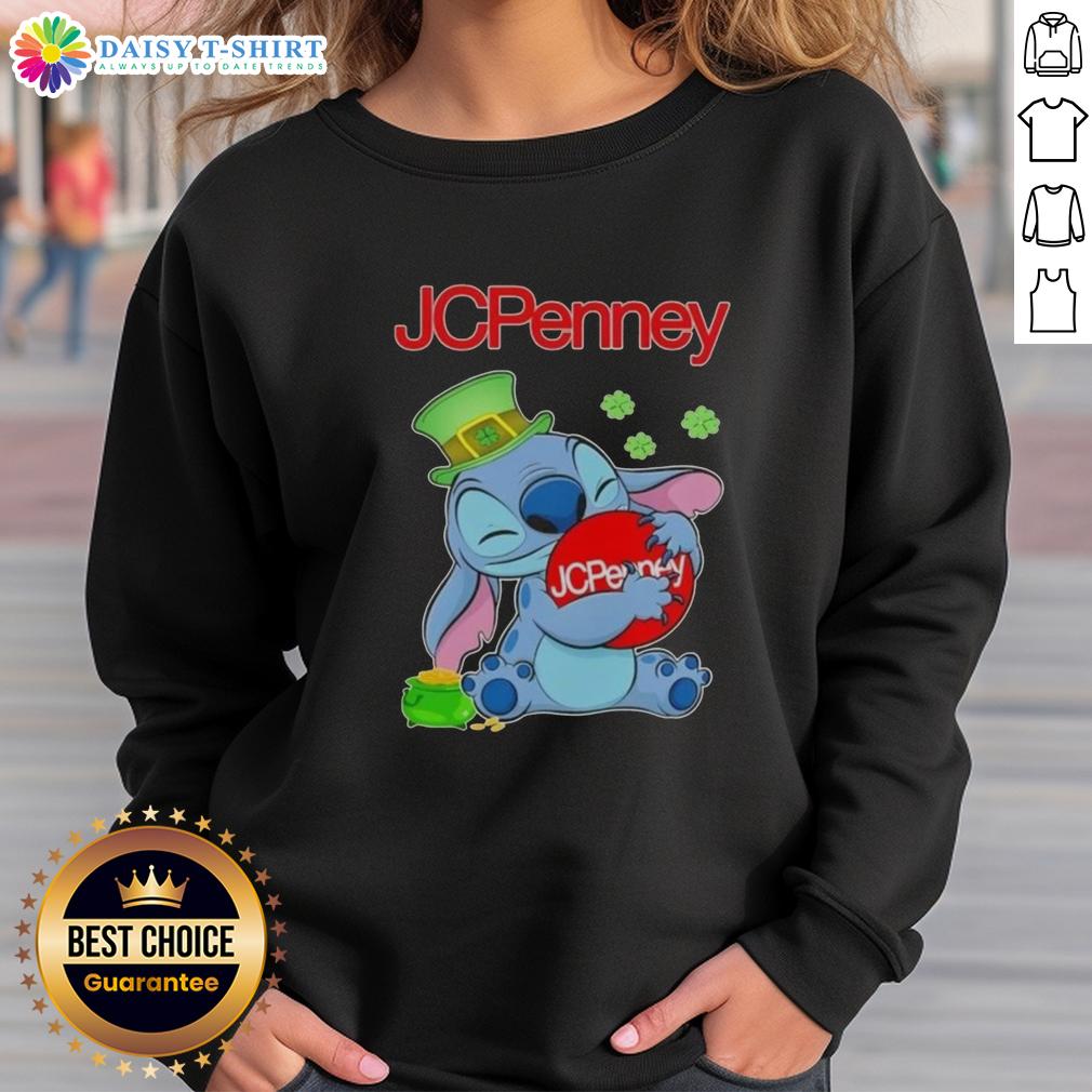Top Stitch Hug Jcpenney Logo With St. Patrick'S Day Sweatshirt Alt Text: St. Patrick's Day sweatshirt featuring Top Stitch Hug and JCPenney logo, perfect for festive celebrations.