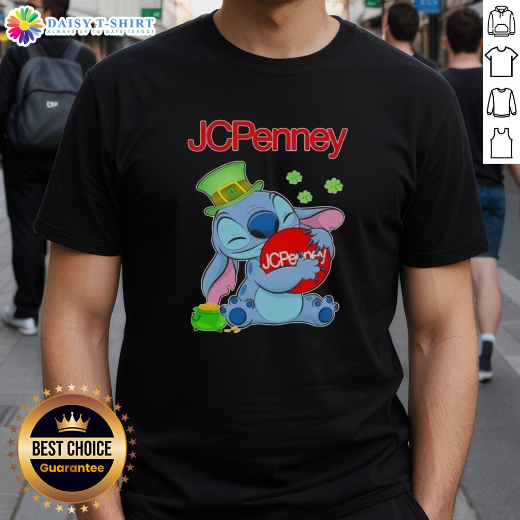 Top Stitch Hug Jcpenney Logo With St. Patrick'S Day T Shirt Alt Text: Top Stitch Hug JCPenney logo on a festive St. Patrick's Day t-shirt, perfect for celebrating the holiday in style.