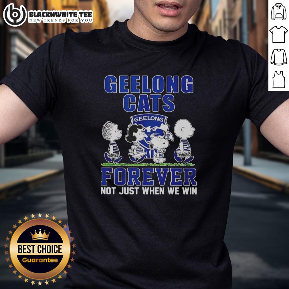 Top The Peanuts Geelong Cats Forever Not Just When We Win T Shirt Top The Peanuts Geelong Cats Forever Not Just When We Win T-Shirt featuring vibrant graphics and team colors for fans.