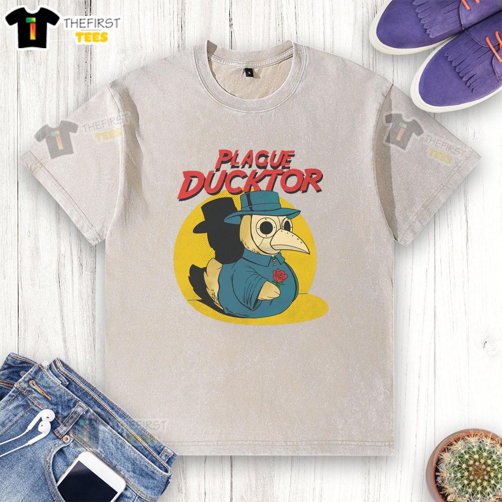top-the-plague-ducktor-washed-t-shirt Alt Text: Top The Plague Ducktor washed t-shirt featuring a vibrant graphic design, perfect for casual wear and unique style.