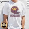Alt Text: Top Washington Commanders football logo displayed on a large helmet design t-shirt, perfect for fans and collectors.