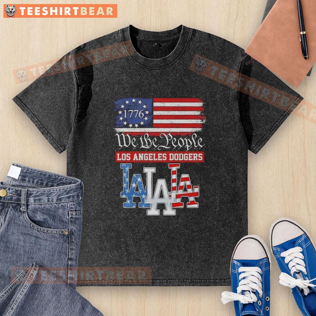 top-we-the-people-los-angeles-dodgers-american-since-1776-washed-t-shirt Alt Text: Top We The People Los Angeles Dodgers American Since 1776 washed t-shirt showcasing patriotic baseball style.