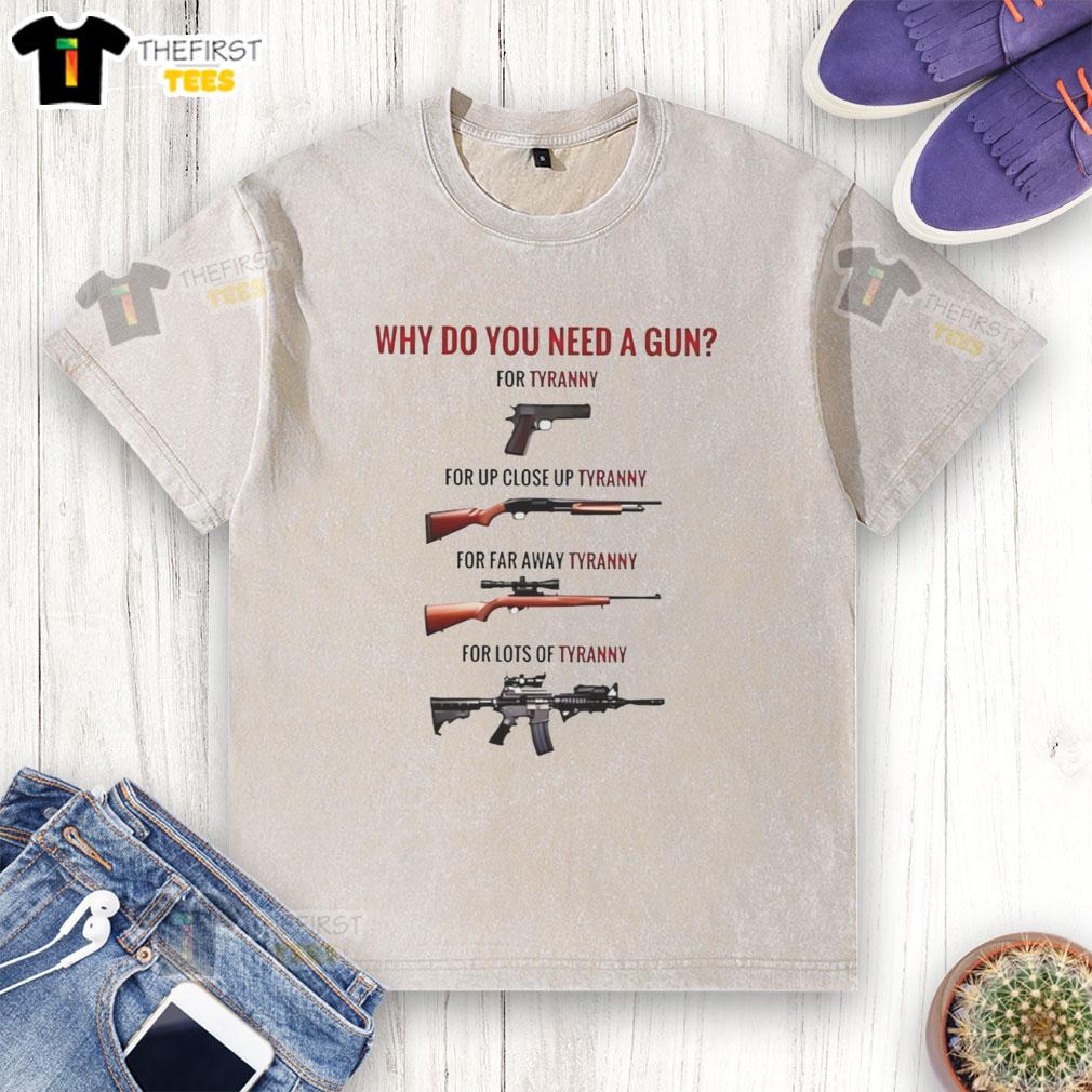 top-why-do-you-need-a-gun-for-tyranny-for-up-close-up-tyranny-for-far-away-tyranny-for-lots-of-tyranny-washed-t-shirt Close-up of a washed t-shirt featuring 'Top-Why-Do-You-Need-A-Gun-For-Tyranny' design, perfect for discussions on tyranny.