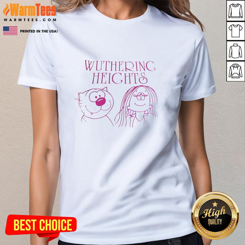 top-wuthering-heights-cartoon-characters-ladies-tee Wuthering Heights cartoon characters on a stylish ladies tee, perfect for fans of classic literature and graphic apparel.