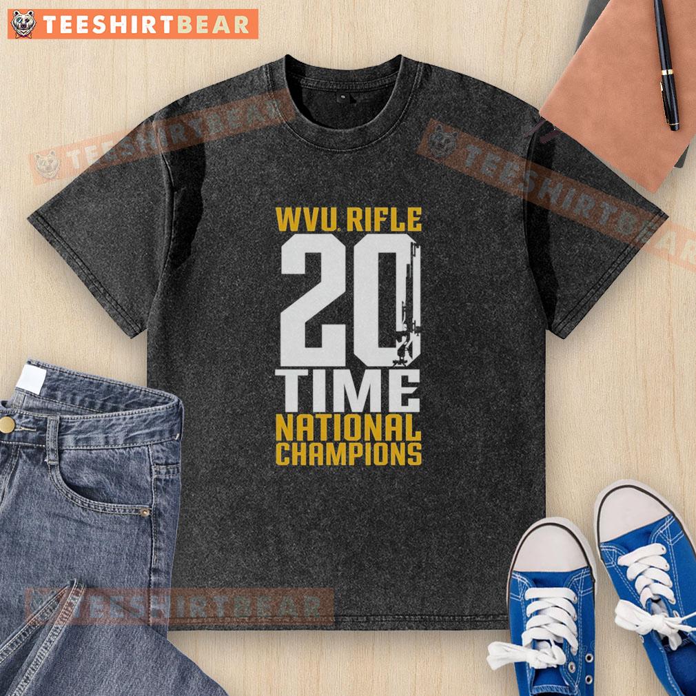 top-wvu-west-virginia-mountaineers-rifle-20-time-national-champions-washed-t-shirt Alt Text: Top WVU West Virginia Mountaineers Rifle 20-Time National Champions washed t-shirt in blue, showcasing team spirit.