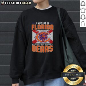 Alt Text: Chicago Bears football flag sweatshirt for fans who live in Florida but support Chicago on game day.