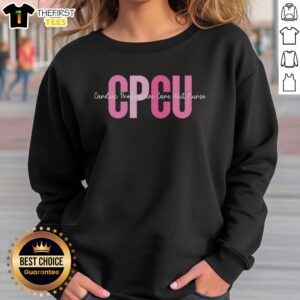 Top CPCU Cardiac Progressive Care Unit Nurse Sweatshirt in navy blue, perfect for healthcare professionals.