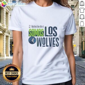 Premium NBA Minnesota Timberwolves 2024 Ladies Tee featuring 'Somos Los Wolves' design for stylish fans.