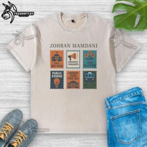 Premium Zohran Mamdani 'Tax The Rich' washed t-shirt in soft cotton, featuring a bold graphic design.