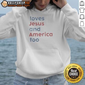 Alt Text: Awesome Loves Jesus and America Too Retro Hoodie in vibrant colors, perfect for casual wear and expressing faith.