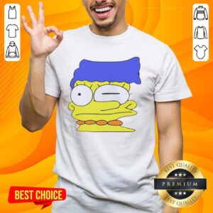 Premium smeared Marge Simpson T-shirt featuring a vibrant design of Marge with a unique artistic flair.