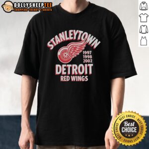 Top Stanleytown Detroit Red Wings 1997 1998 2002 T-Shirt featuring classic team logo and vintage design for fans.