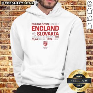 Nice England Futsal Lionesses hoodie featuring design for England vs Slovakia match, showcasing team spirit and style.