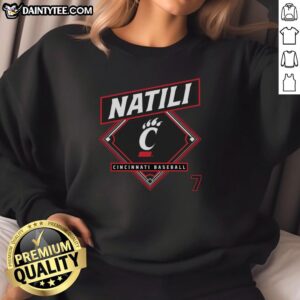 Cincinnati Bearcats baseball sweatshirt featuring Nice Jack Natili design, perfect for fans and comfortable wear.