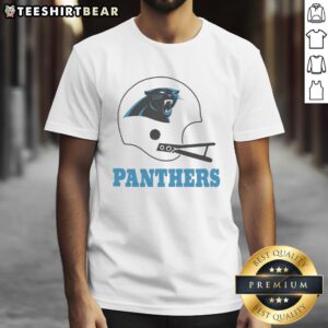 Alt Text: Awesome Carolina Panthers football logo displayed on a big helmet t-shirt, perfect for NFL fans and apparel enthusiasts.