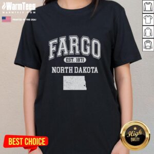 Official Fargo North Dakota Est 1871 Varsity Ladies Tee showcasing a stylish design for fans of Fargo apparel.