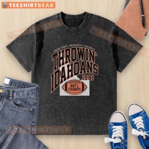 Vintage washed t-shirt featuring the Idahoans Bengals football design from 1981, perfect for fans of classic sports apparel.