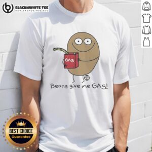 Funny 'Top Beans Give Me Gas' meme T-shirt design featuring vibrant graphics and humorous text for bean lovers.