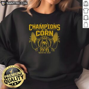 Awesome Iowa Basketball Champions of the Corn sweatshirt featuring bold graphics and vibrant colors for fans.