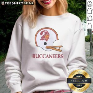 Alt Text: Nice Tampa Bay Buccaneers football logo on a stylish big helmet sweatshirt, perfect for fans and casual wear.