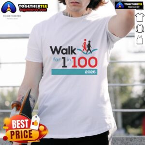 Good Walk For 1 In 100 2026 event awareness campaign T-shirt featuring vibrant design and bold slogan for a meaningful cause.