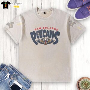 Pretty New Orleans Pelicans bubble washed t-shirt featuring vibrant colors and team logo, perfect for fans.